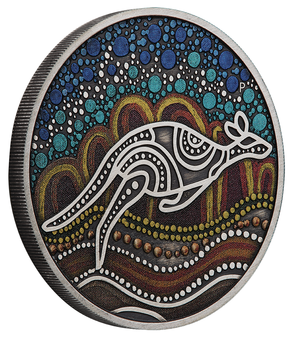 2023 Kangaroo Yongka 2oz Silver Antiqued Coloured Coin