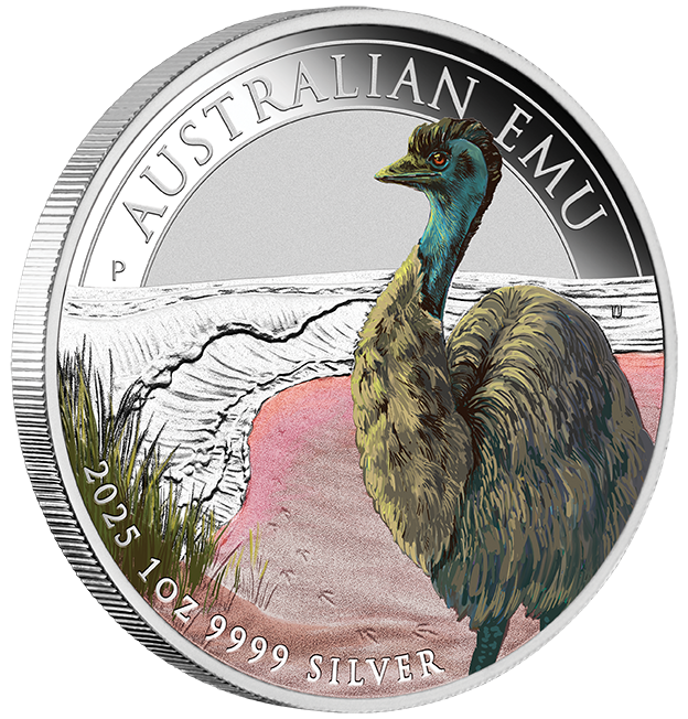 2025 $1 1oz Silver Colouted Coin. Australian Emu.