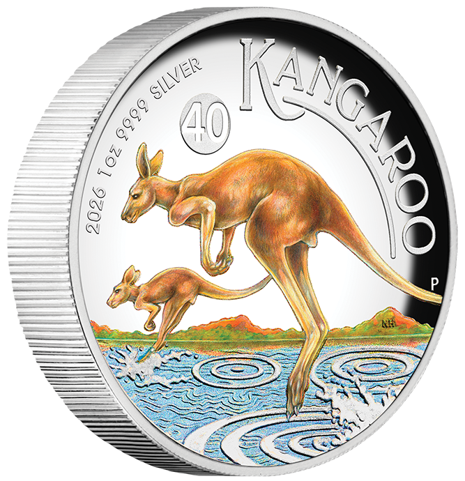 2026 1oz Silver Proof High Relief Coloured Coin Australian Kangaroo