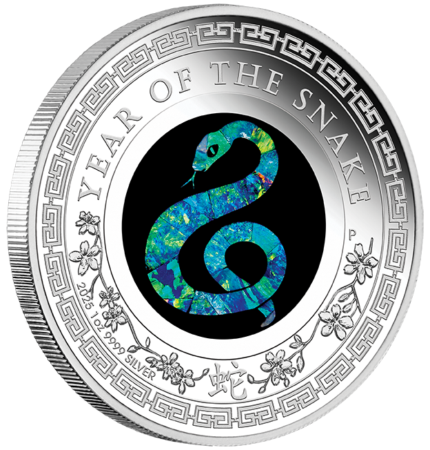 2025 $1 1oz Silver Proof Coin. Australian Opal Lunar Series 2025 Year of the Snake.