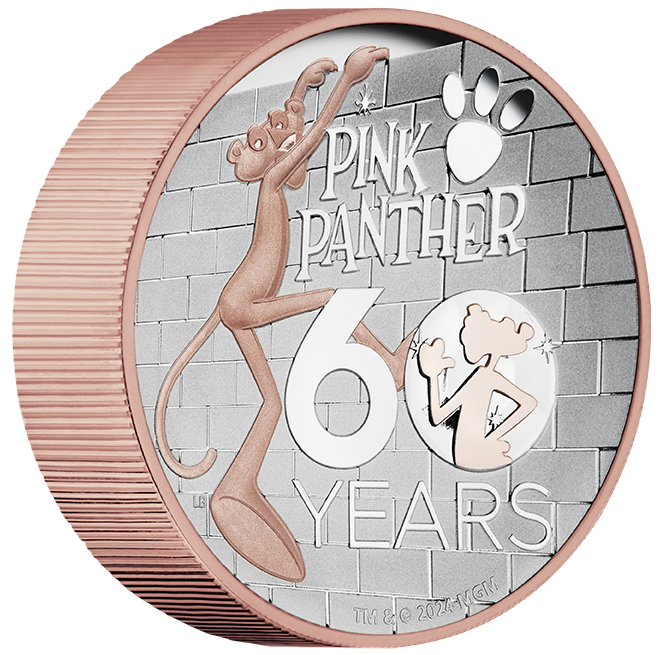 Pink Panther 60th Anniversary 2024 5oz Silver Proof High Relief Gilded Coin
