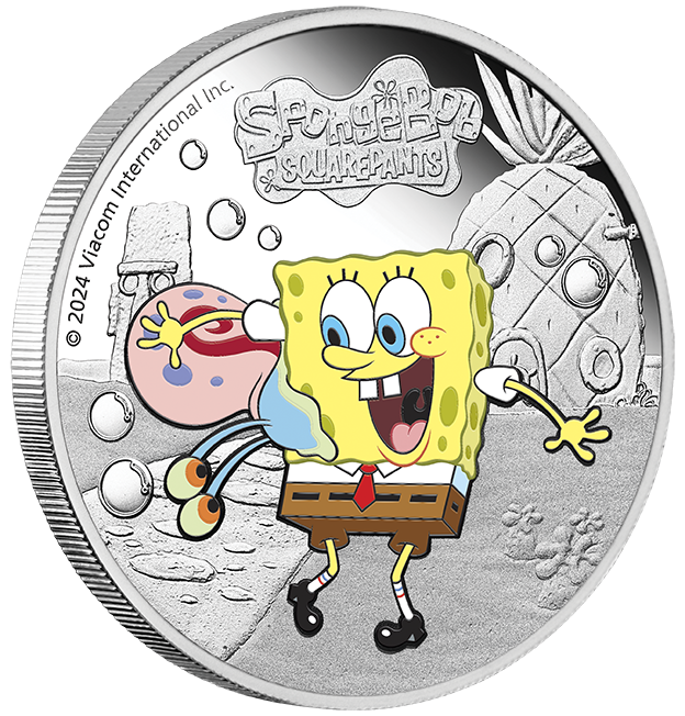Spongebob Squarepants - Spongebob & Gary 2024 1oz Silver Proof Coloured Coin