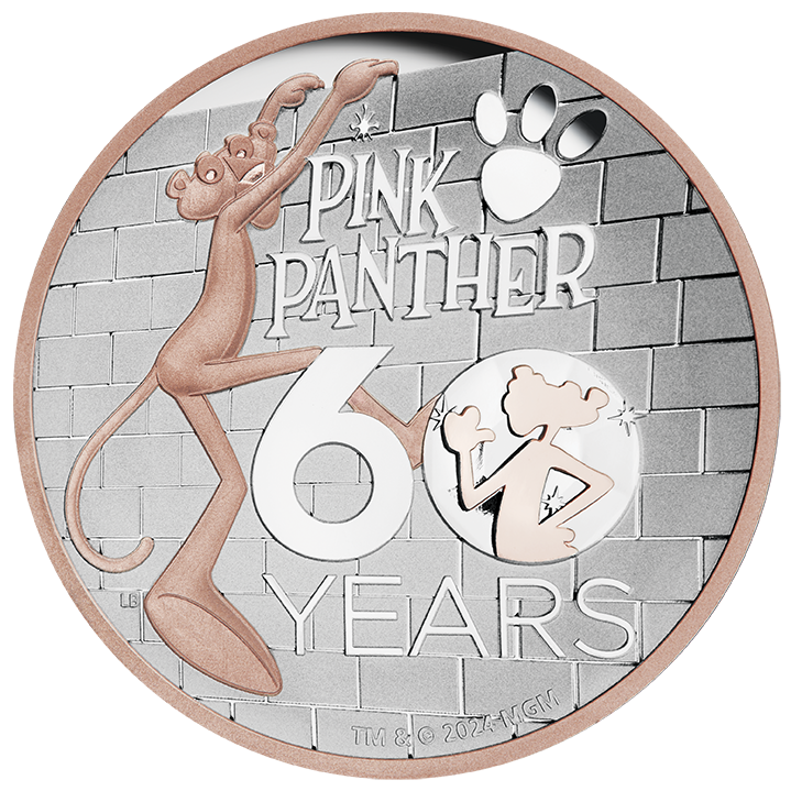 Pink Panther 60th Anniversary 2024 5oz Silver Proof High Relief Gilded Coin