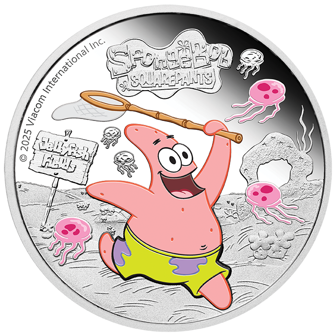 2025 1oz Silver Proof Coloured Coin. SpongBob SquarePants. Patrick