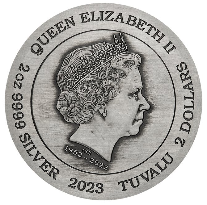 2023 THE PHANTOM 2oz SILVER ANTIQUED COLOURED COIN