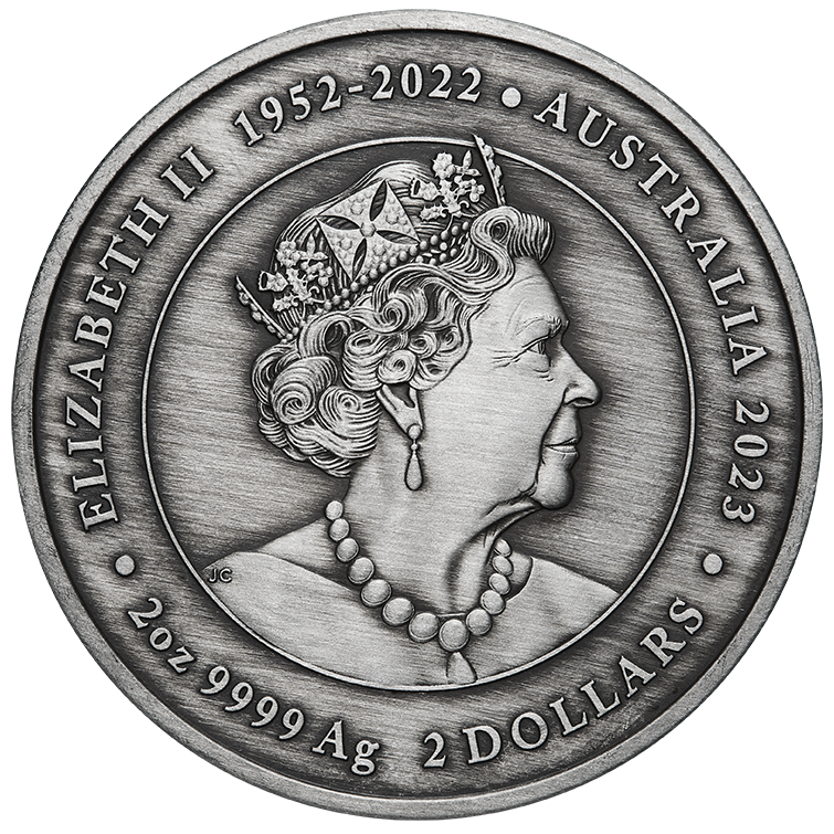 2023 Kangaroo Yongka 2oz Silver Antiqued Coloured Coin