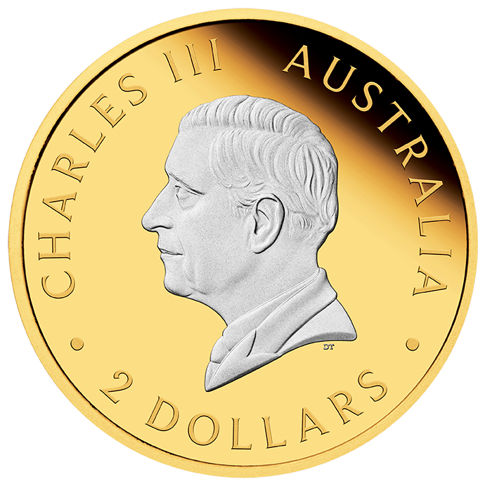 2025 2oz Silver Proof Reverse Gilded Coin. Australian Kangaroo