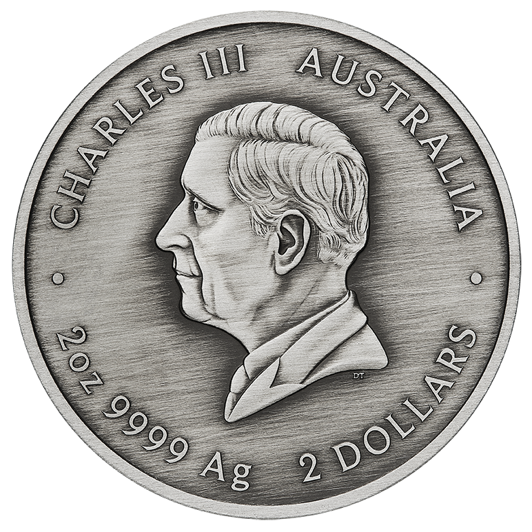 Kookaburra Kaa Kaa 2024 2oz Silver Antiqued Coloured Coin