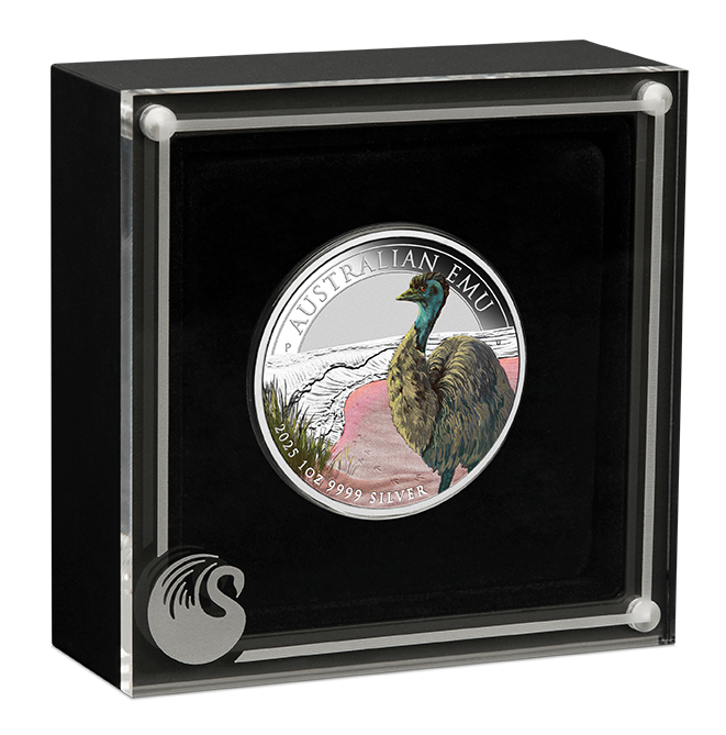 2025 $1 1oz Silver Colouted Coin. Australian Emu.