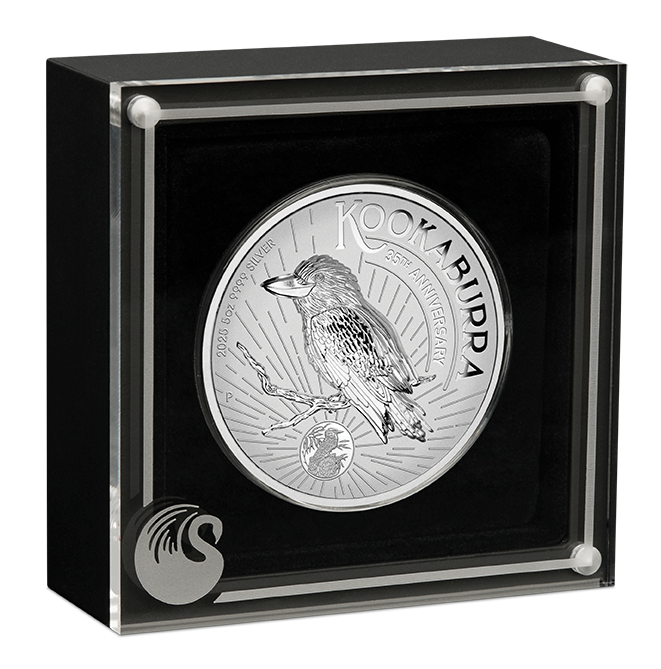 2025 5oz Silver Proof Incused Coin. Australian Kookaburra 35th Anniversary