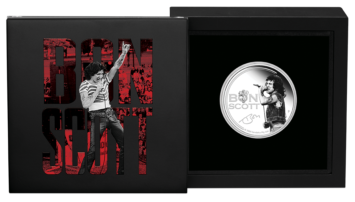 Bon Scott 2024 1oz Silver Proof Coloured Coin