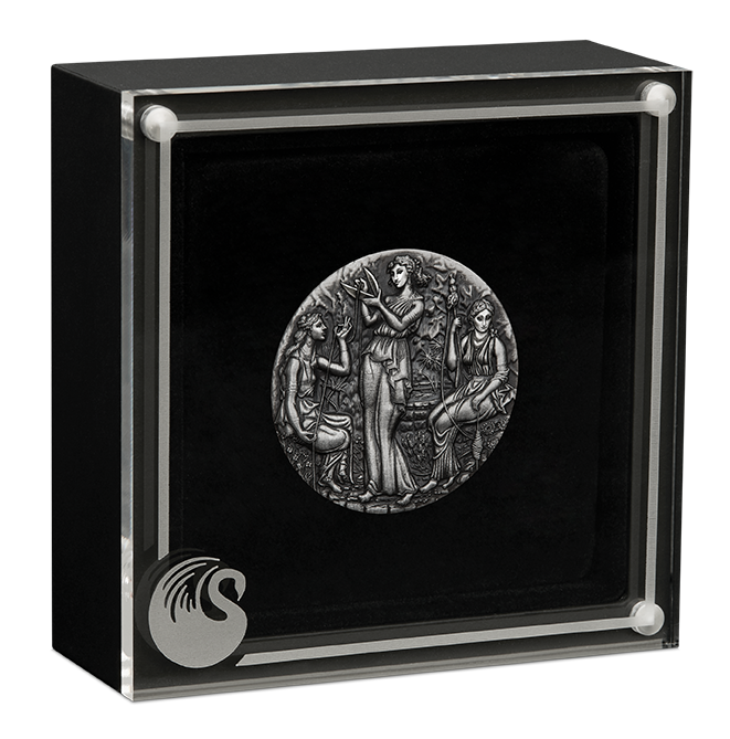 2025 2oz Silver Antiqued Coin. The Fates - The Moirai