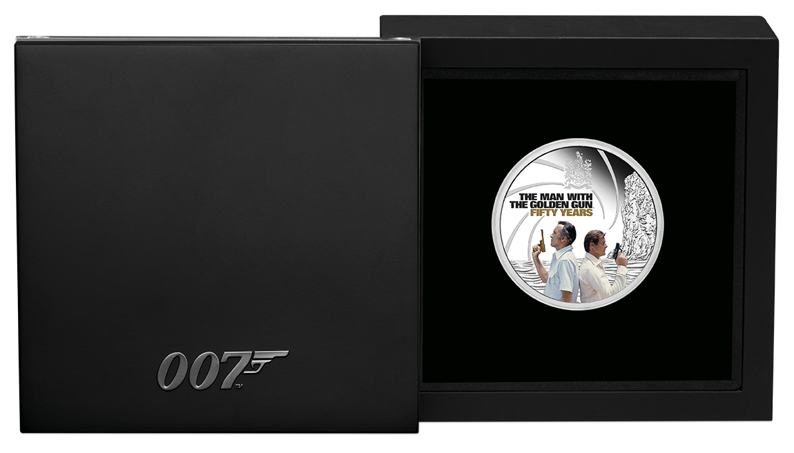 James Bond - The Man with the Golden Gun 50th Anniversary 2024 1oz Silver Proof Coloured Coin