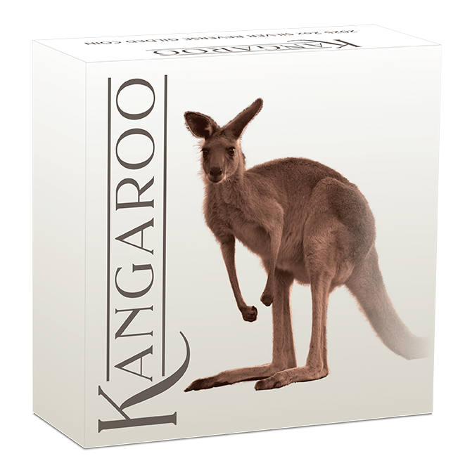 2025 2oz Silver Proof Reverse Gilded Coin. Australian Kangaroo
