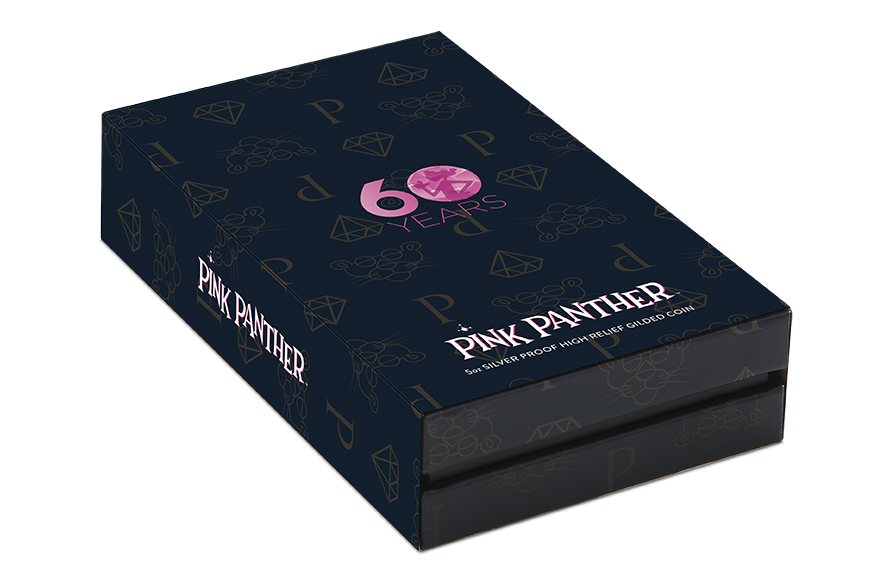 Pink Panther 60th Anniversary 2024 5oz Silver Proof High Relief Gilded Coin