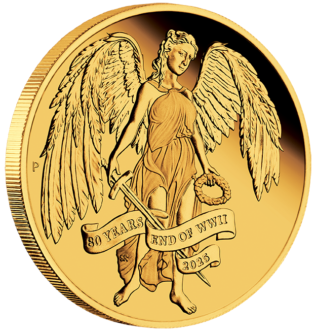 2025 1/4oz Gold Proof Coin. 80th Anniversary End of WWII Winged Victory