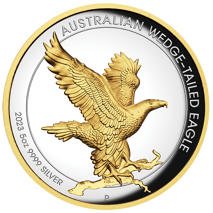2023 Australian Wedge-Tailed Eagle 5oz Silver Proof High Relief Gilded Coin