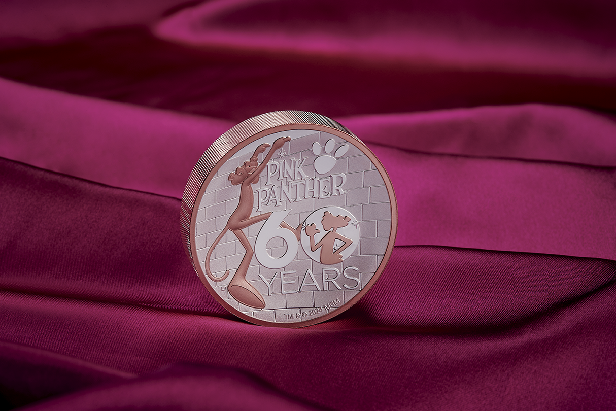 Pink Panther 60th Anniversary 2024 5oz Silver Proof High Relief Gilded Coin