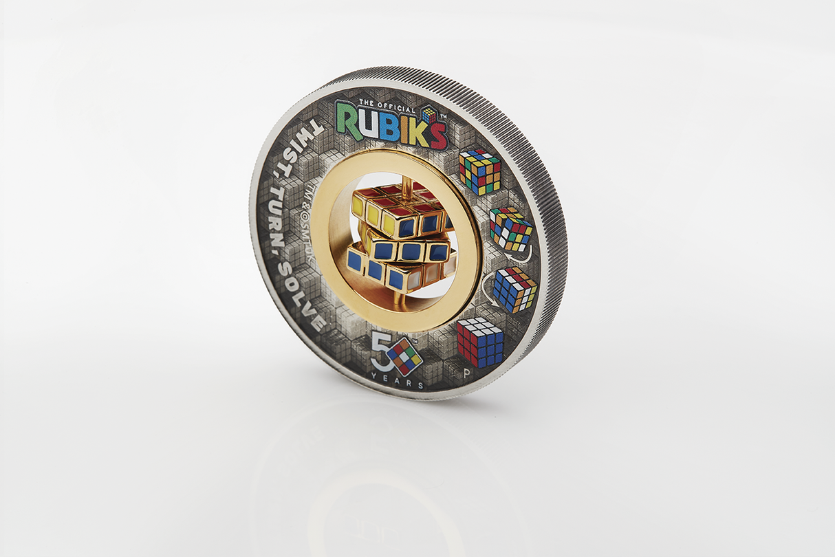 Rubik’s™ Cube 50th Anniversary 2024 2oz Silver Antiqued Coloured Coin