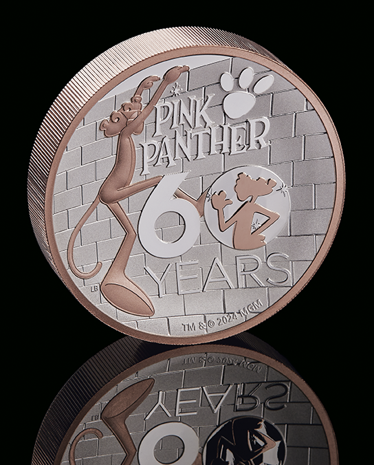 Pink Panther 60th Anniversary 2024 5oz Silver Proof High Relief Gilded Coin