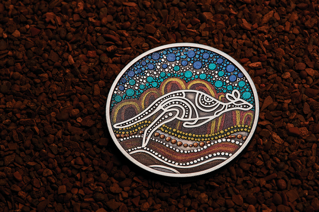 2023 Kangaroo Yongka 2oz Silver Antiqued Coloured Coin