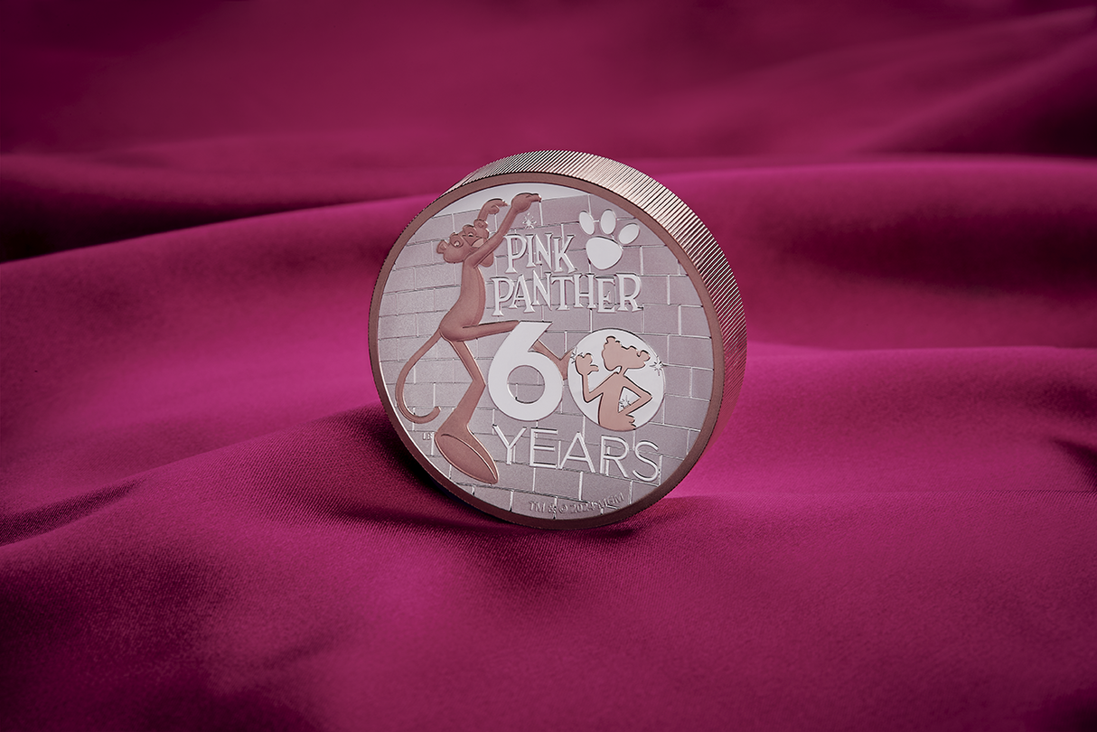 Pink Panther 60th Anniversary 2024 5oz Silver Proof High Relief Gilded Coin