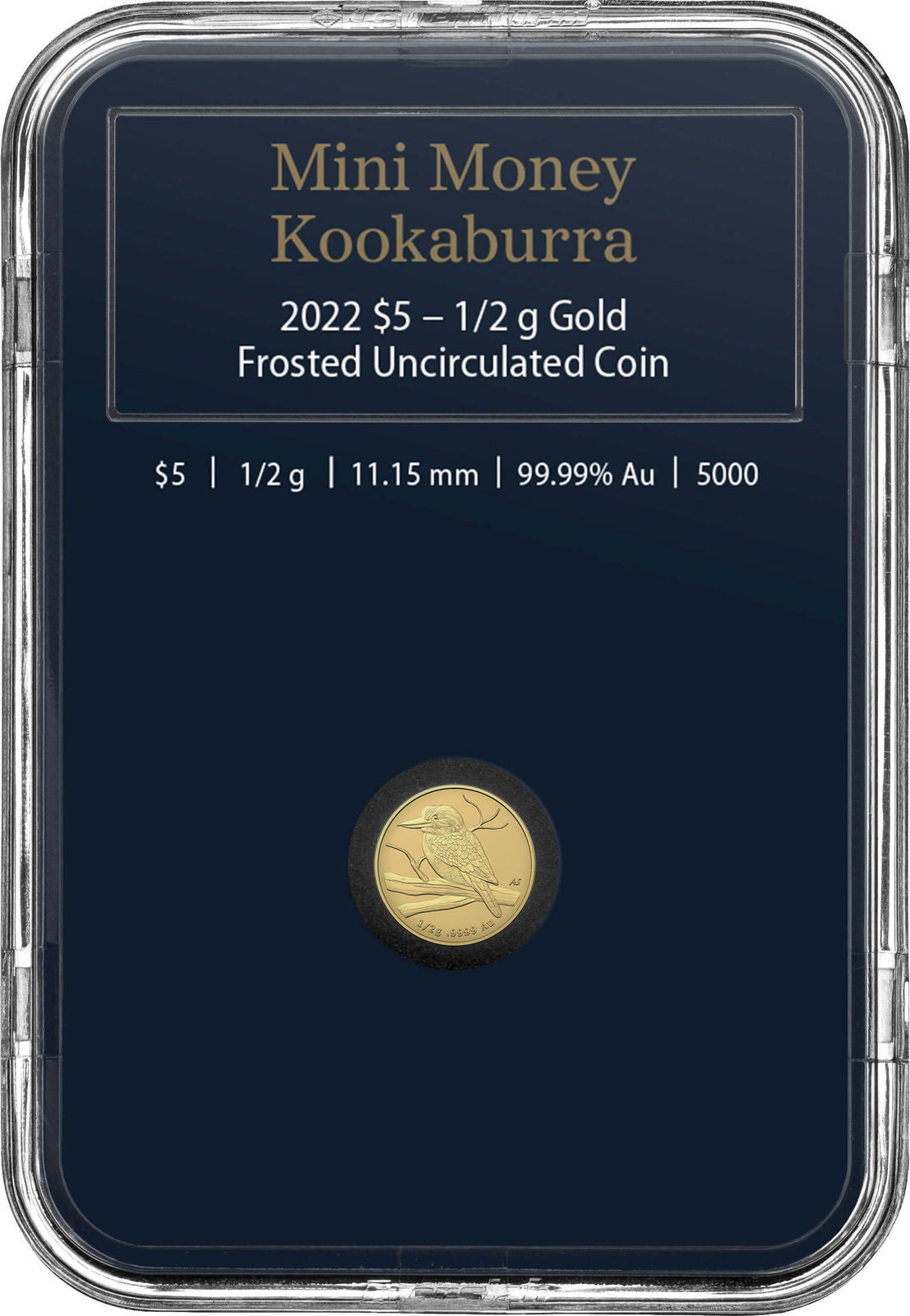 2022 $5 Gold Frosted Uncirculated Coin - Mini Money Kookaburra