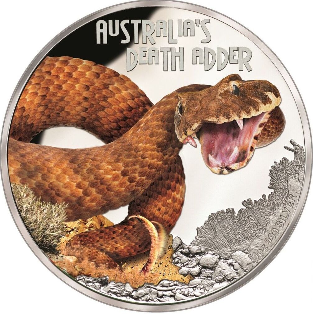 2016 Deadly and Dangerous - Death Adder 1oz Silver Proof Coin