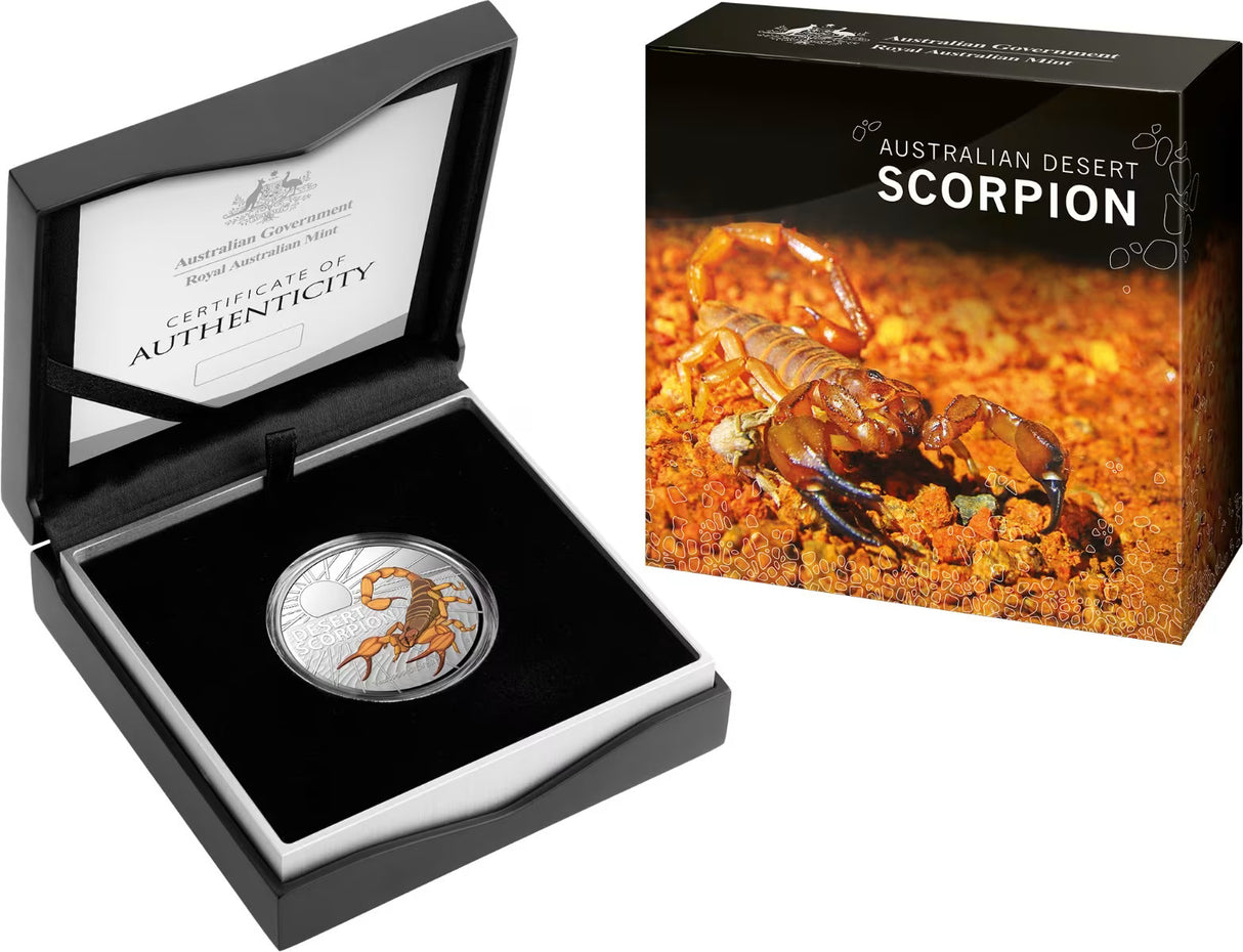 2023 Australia's Most Dangerous - Desert Scorpion 1oz Silver Coloured Proof Coin