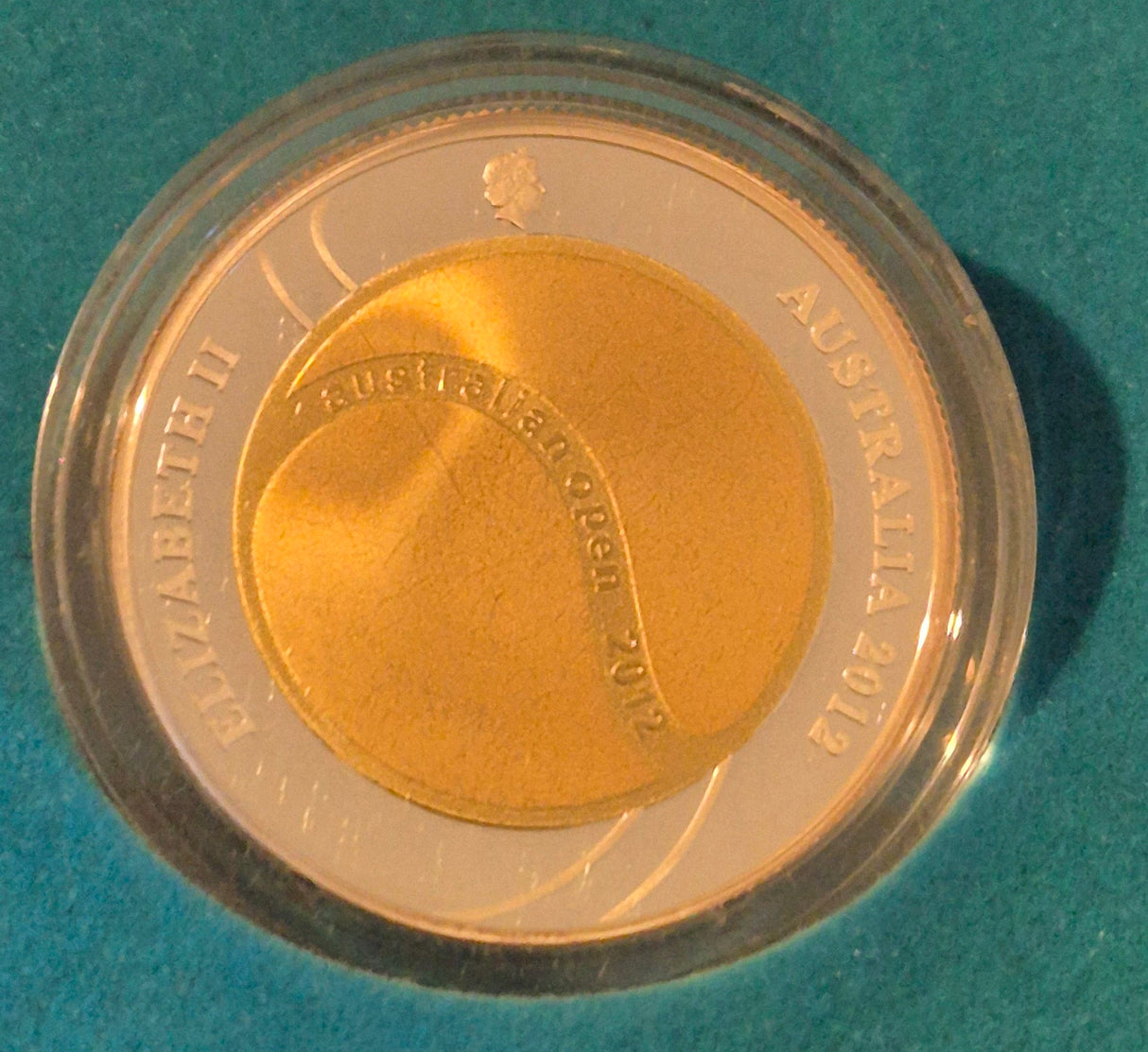 2012 Australian Open Selectively Gold Plated $2 Silver Proof Coin