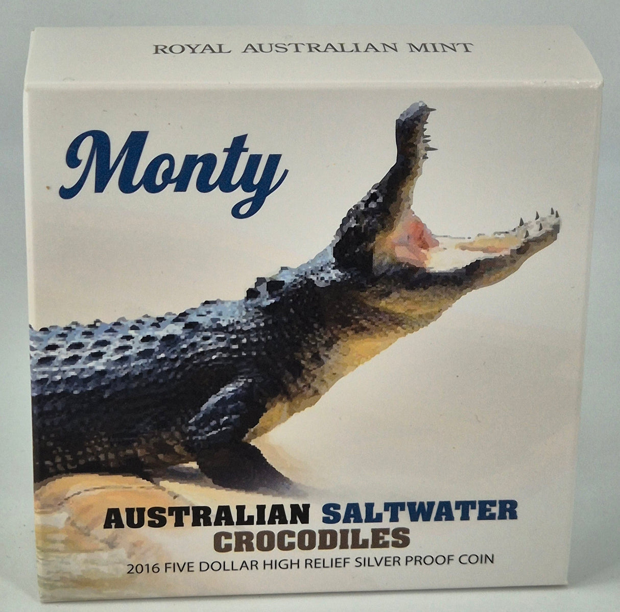2016 $5 High Relief Silver Proof – ‘Monty’ Saltwater Crocodile