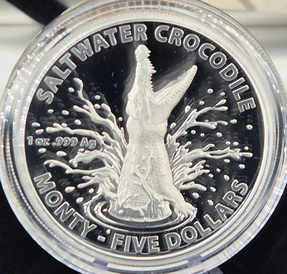 2016 $5 High Relief Silver Proof – ‘Monty’ Saltwater Crocodile