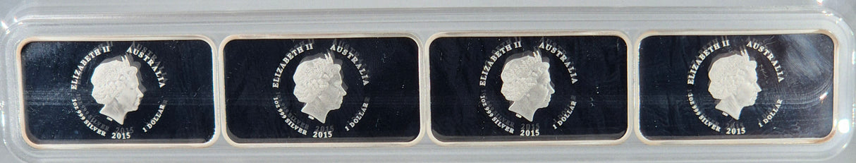 2015 Sunburnt Country 4-Coin 1oz Silver Proof Rectangle Set