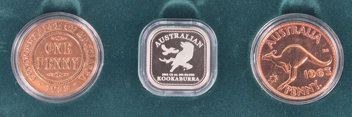 2003 1/2oz Square Kookaburra Penny concept set