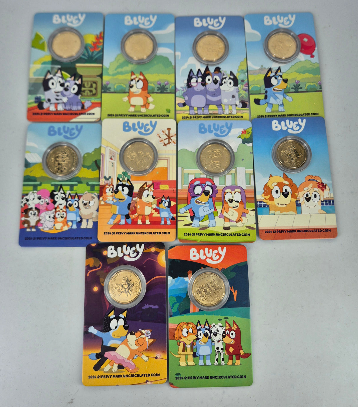 2024 $1 Bluey Dollarbucks 10 Coin Card Set Privy Mark