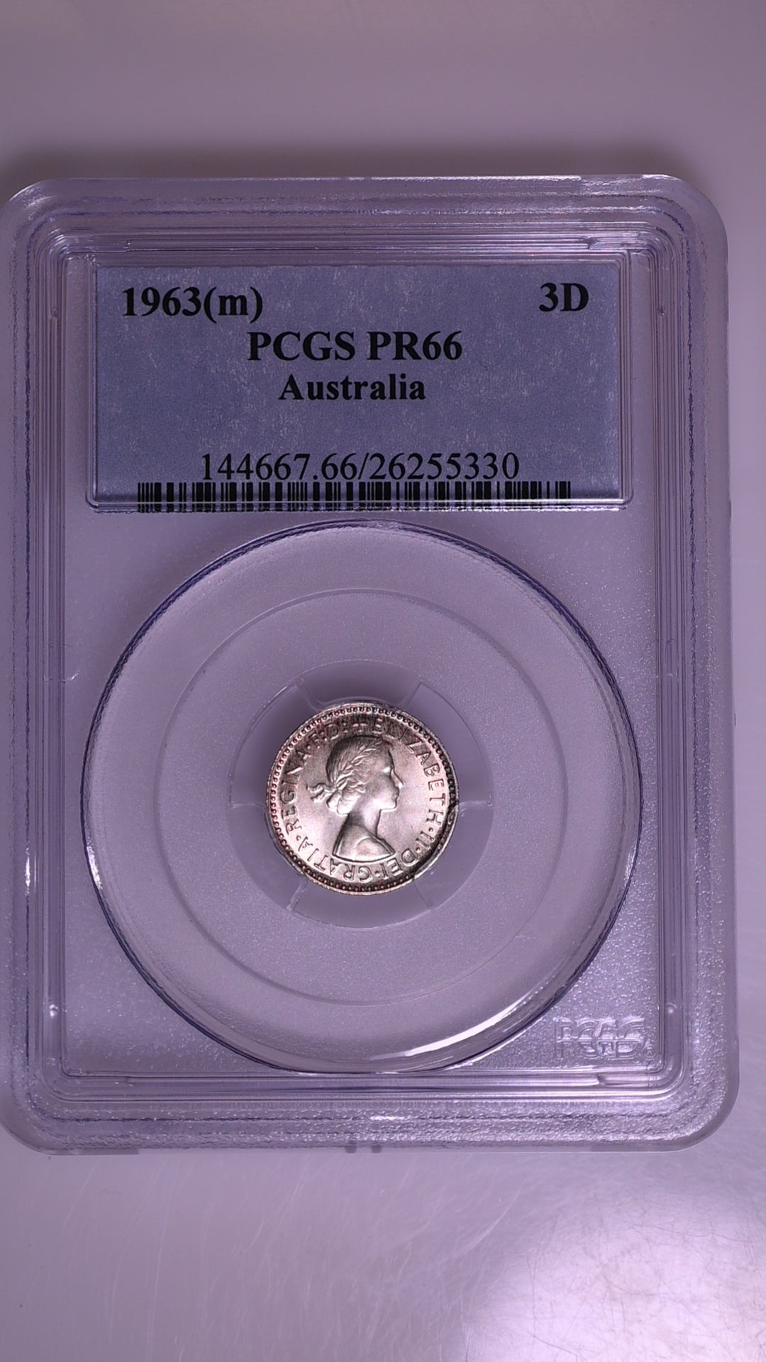1963(m) Australian Proof Threepence - PCGS PR66