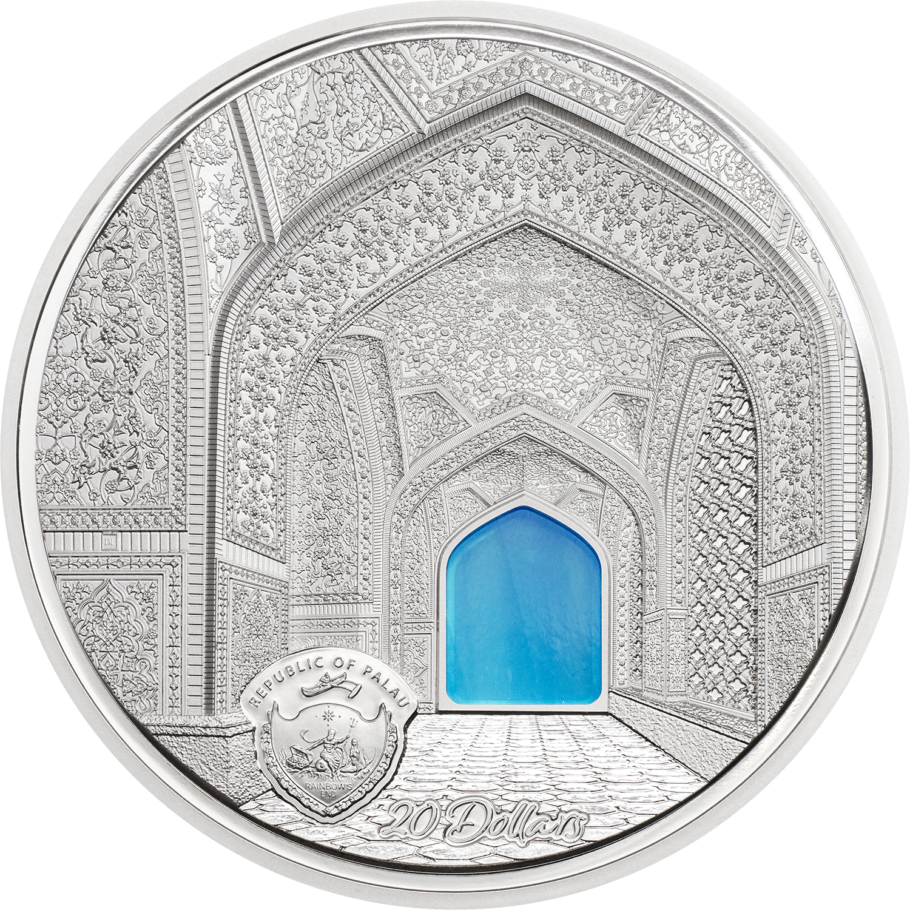 2020 $20 Palau 3oz Silver Proof Coin - Tiffany Art: Isfahan