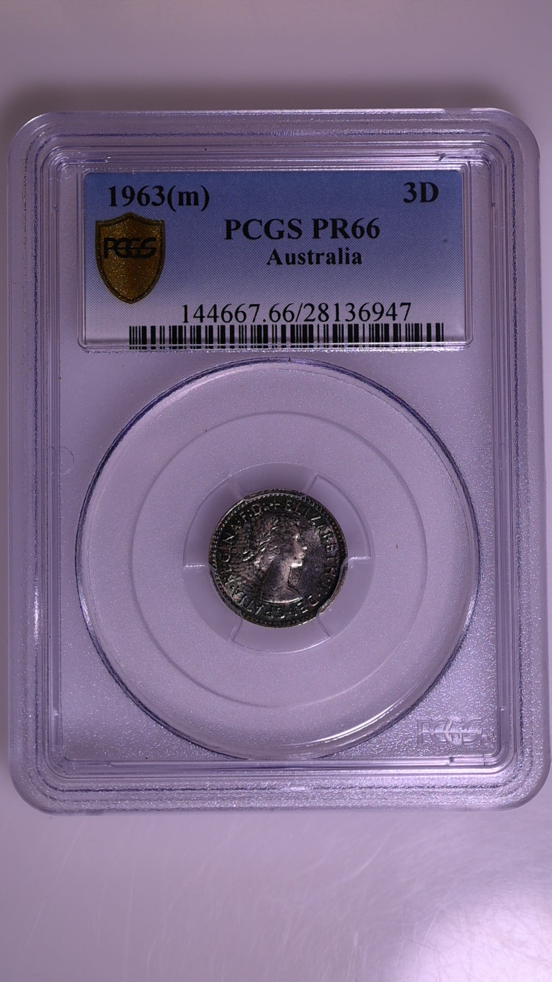 1963(m) Australian Proof Threepence - PCGS PR66