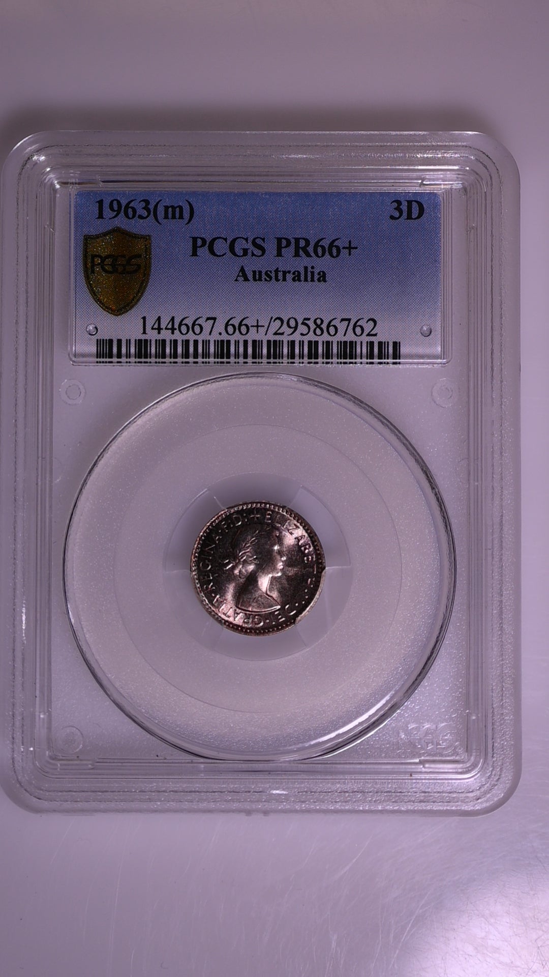 1963(m) Australian Proof Threepence - PCGS PR66+
