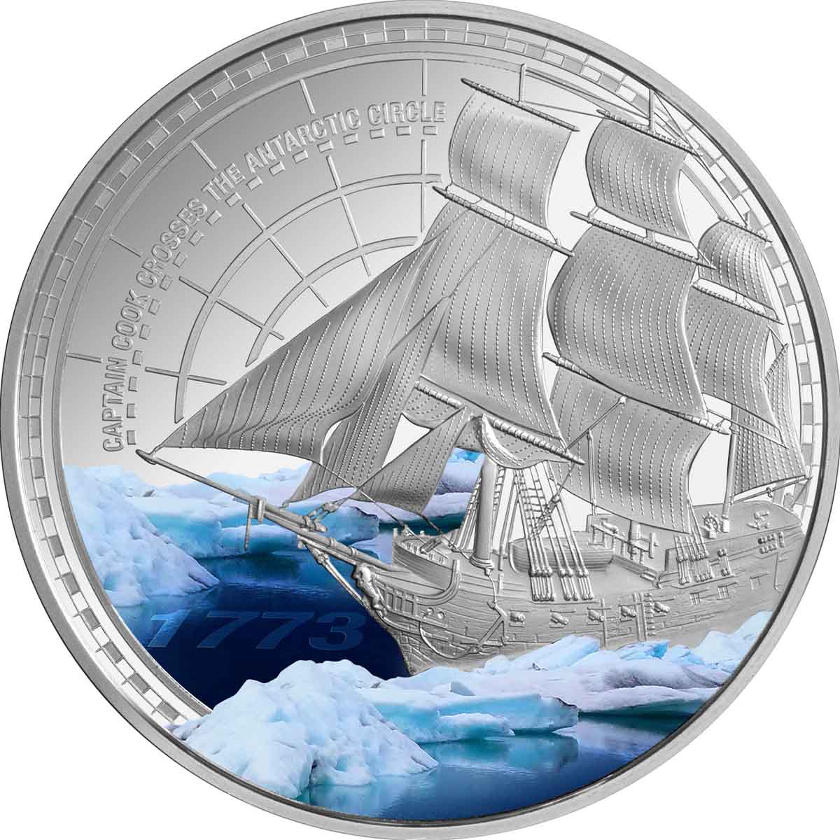 2023 $1 Captain Cook First Antarctic Crossing 250th Anniversary 1oz Silver Proof Coin