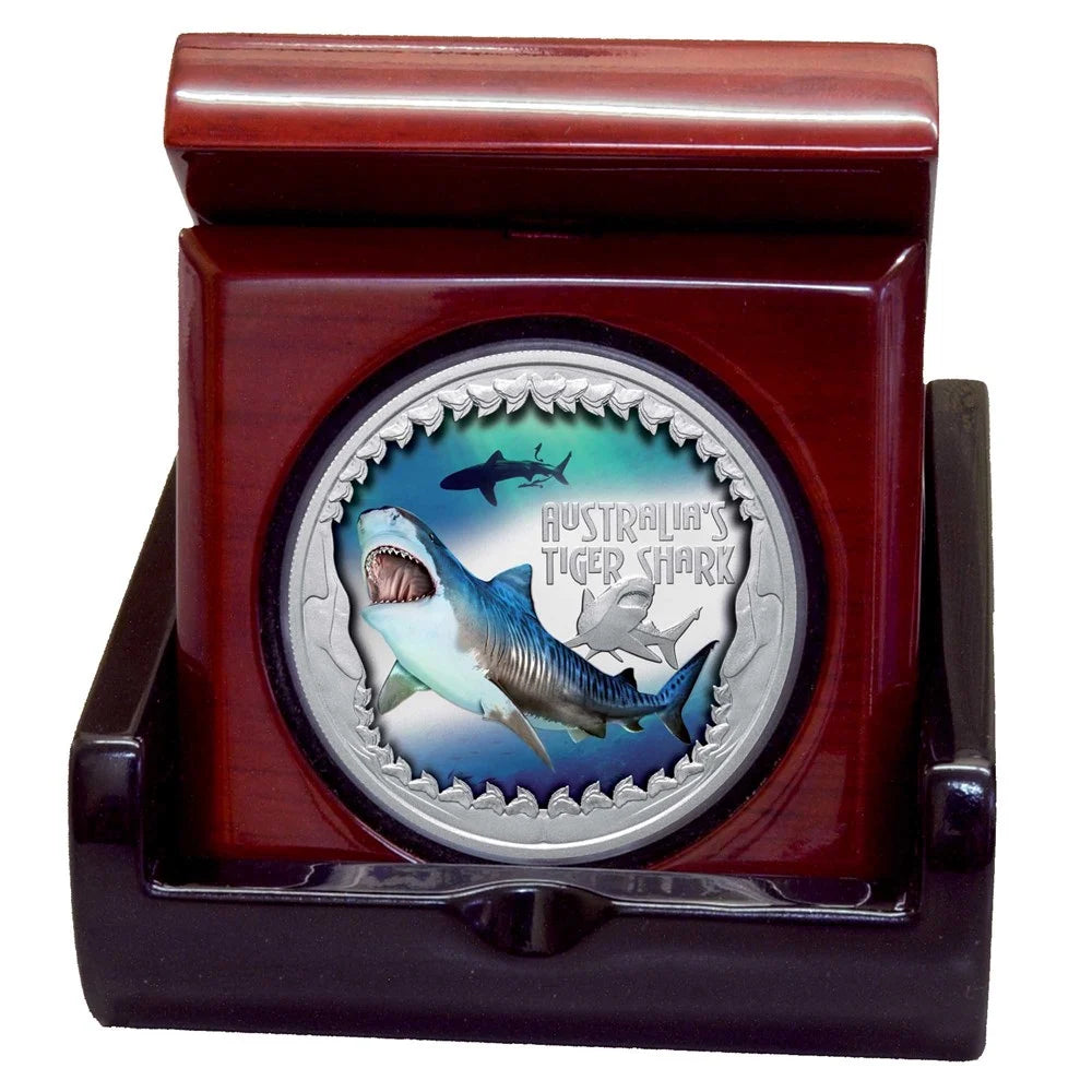 2023 Deadly and Dangerous Australia’s Tiger Shark 1oz Silver Proof Coloured Coin