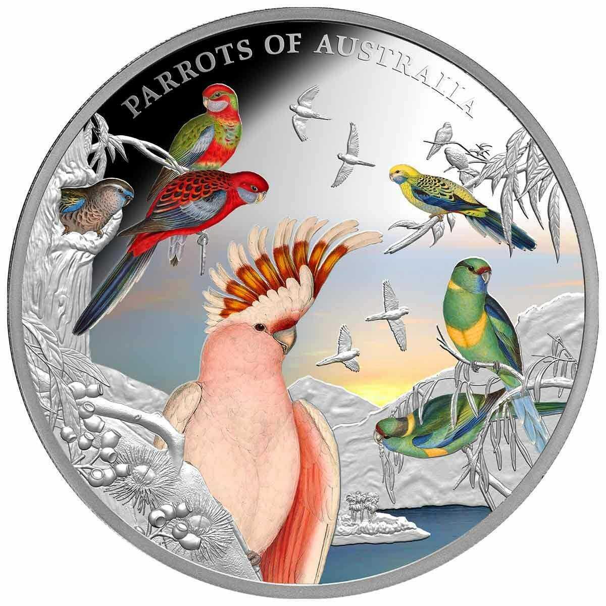 2021 5oz Silver Proof Coin – Parrots of Australia (World Money Fair Edition)