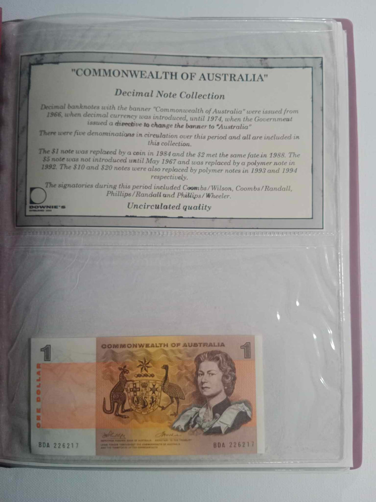 2000s Commonwealth of Australia' Decimal Note Collection Uncirculated.
