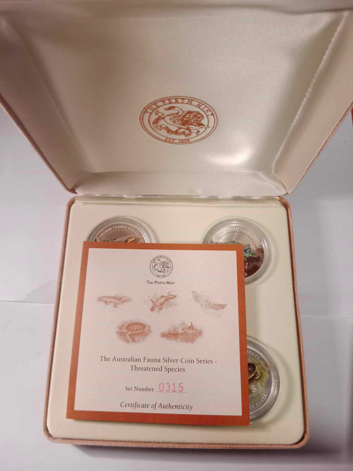 1998 The Australian Fauna Coloured Silver Coin Series. 5 coin set.