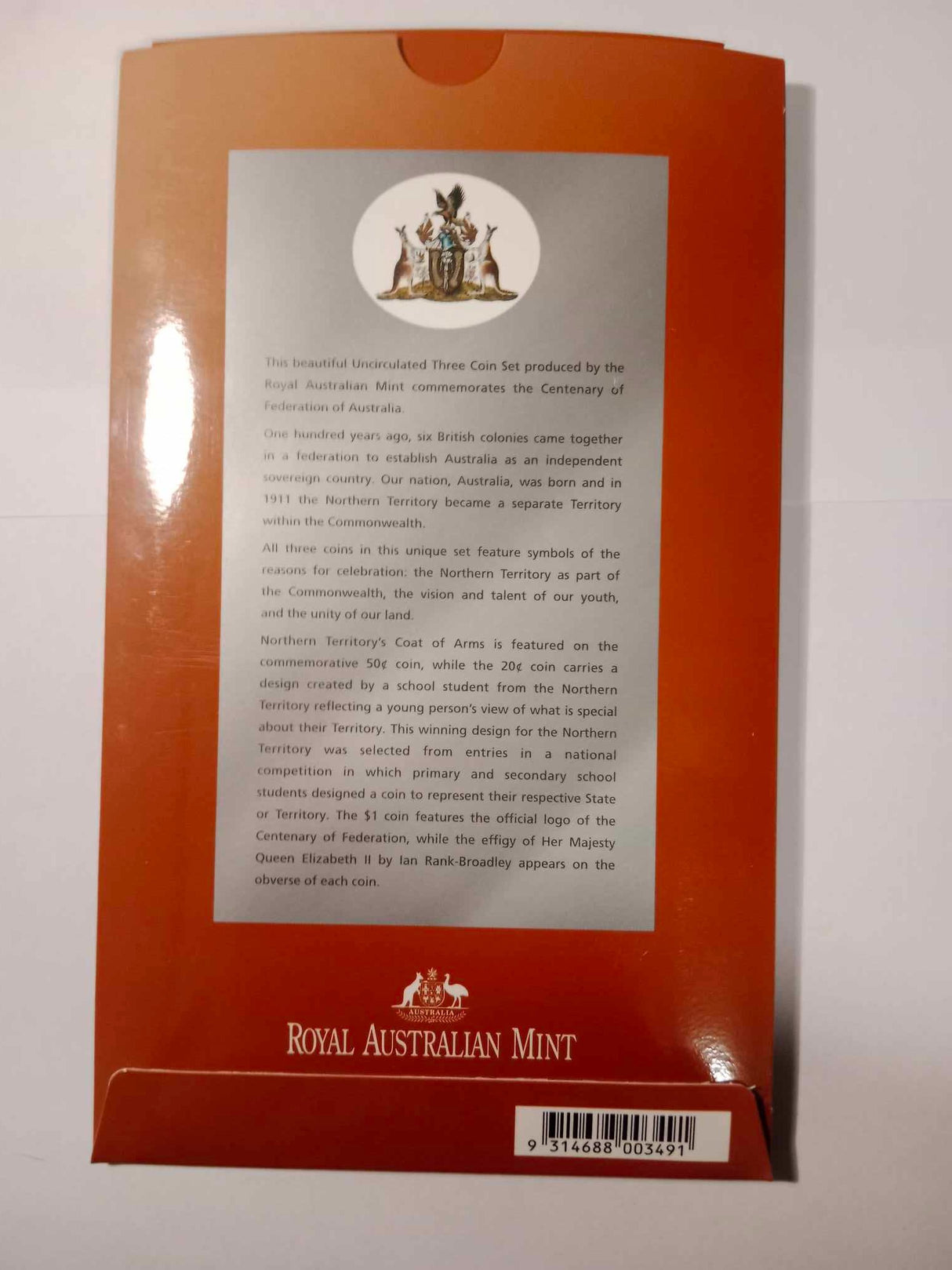 2001 State Series Uncirculated Three Coin Set. Northern Territory