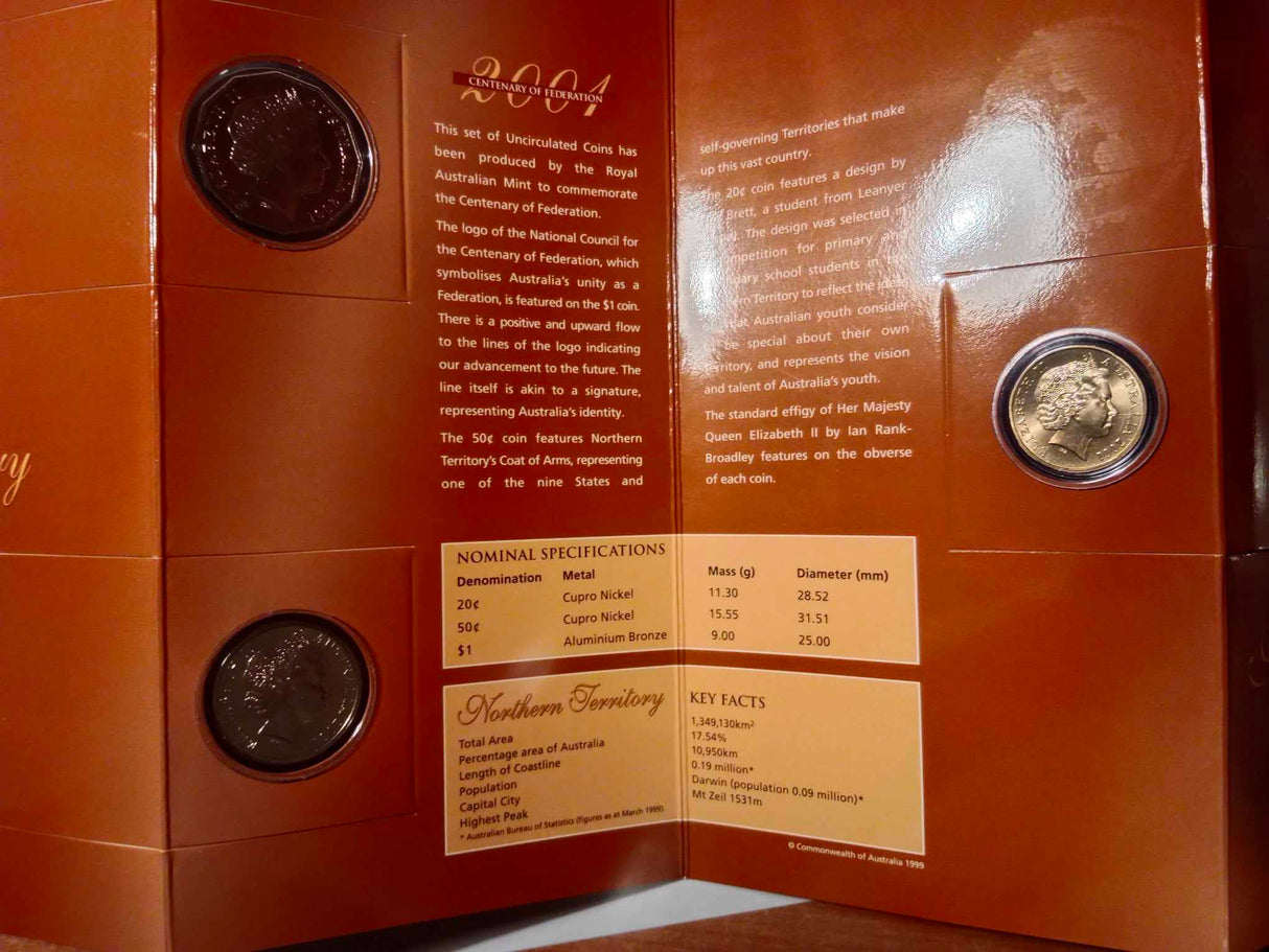 2001 State Series Uncirculated Three Coin Set. Northern Territory