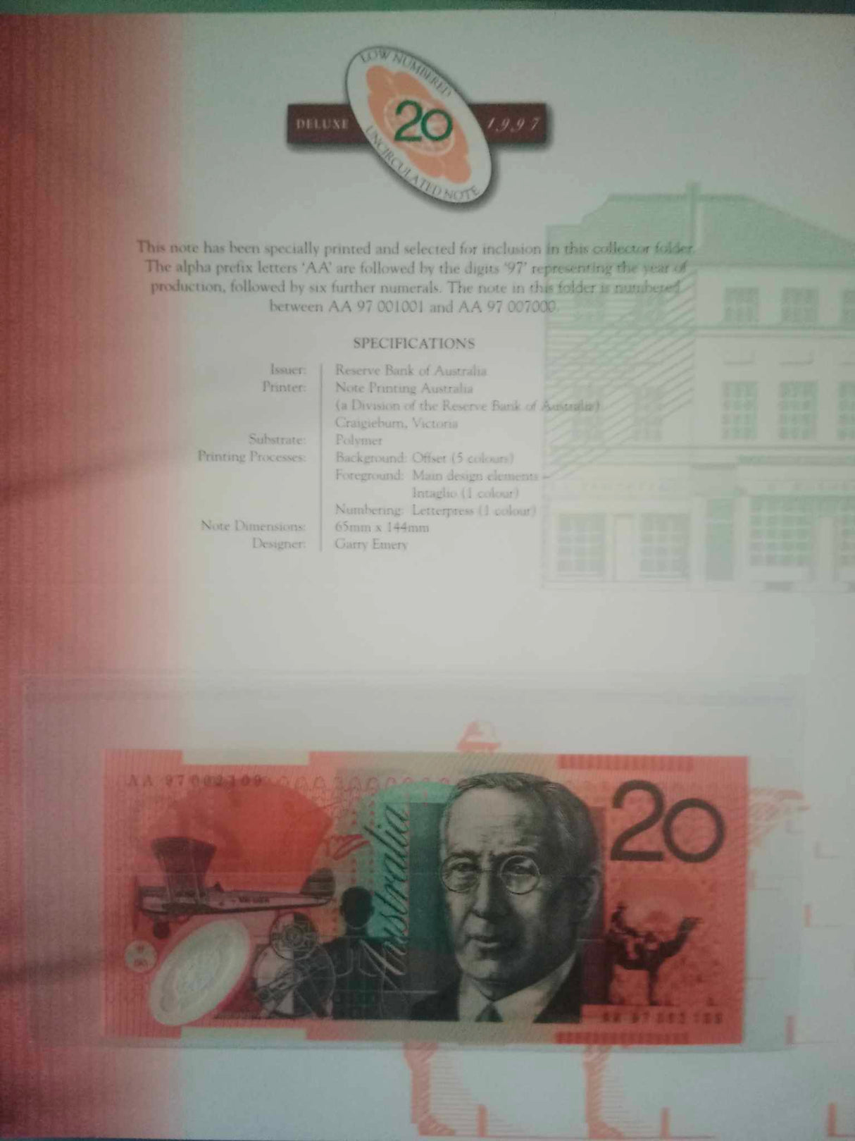 1997 NPA Deluxe Low Serial Uncirculated Set. $5, $10, $20, $50, $100.