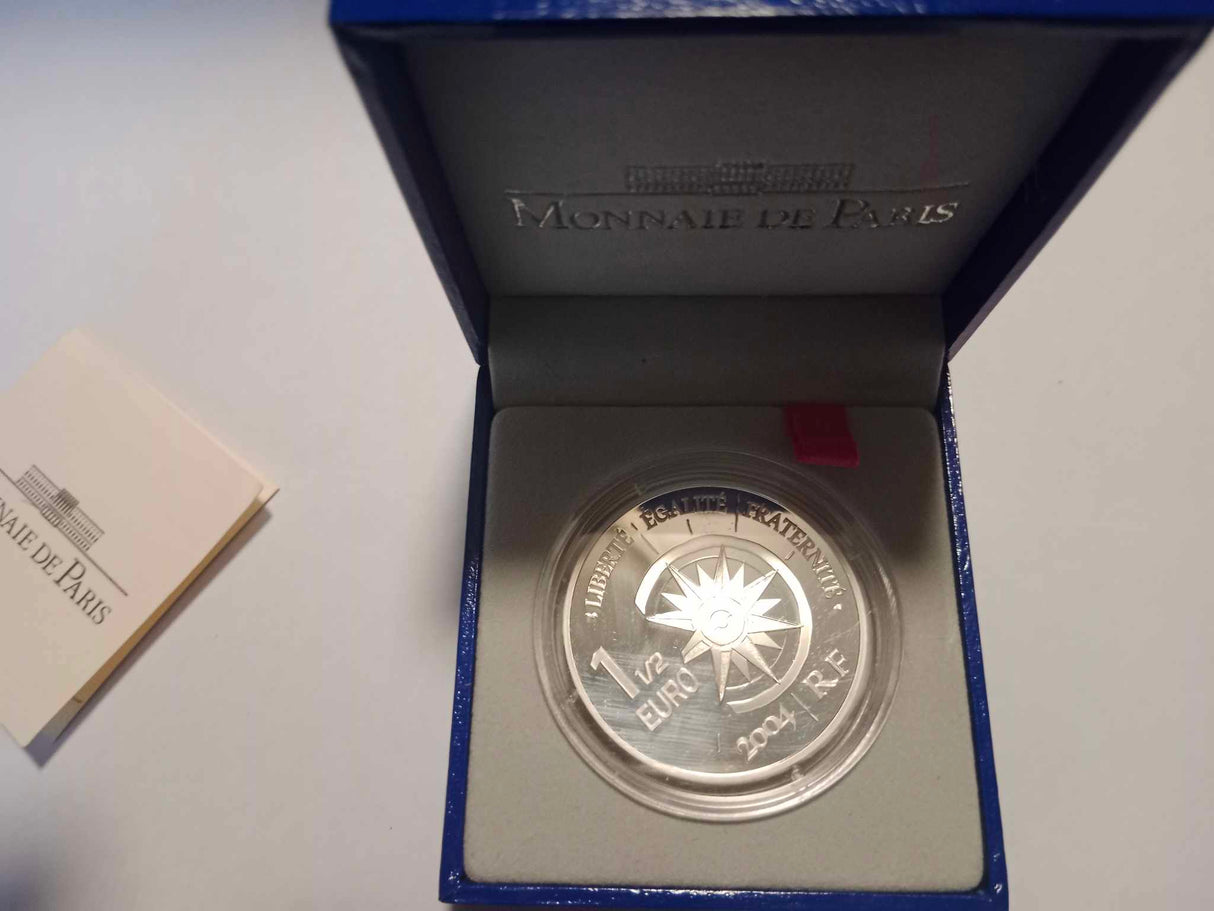 2004 1 1/2 Euro. MesSageRies MaRitiMes. Mint of Paris Silver Proof Coin.