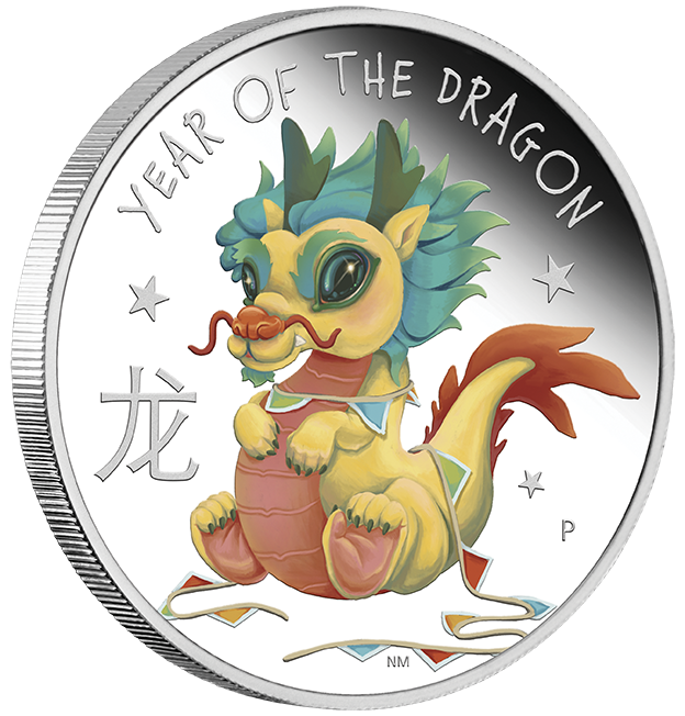 2024 1/2oz Silver Proof Coloured Coin. Baby Dragon