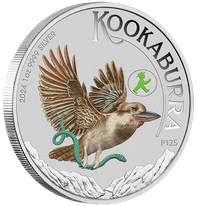 2024 Kookaburra 1oz Silver Coloured Coin in Card. World Money Fair Special.